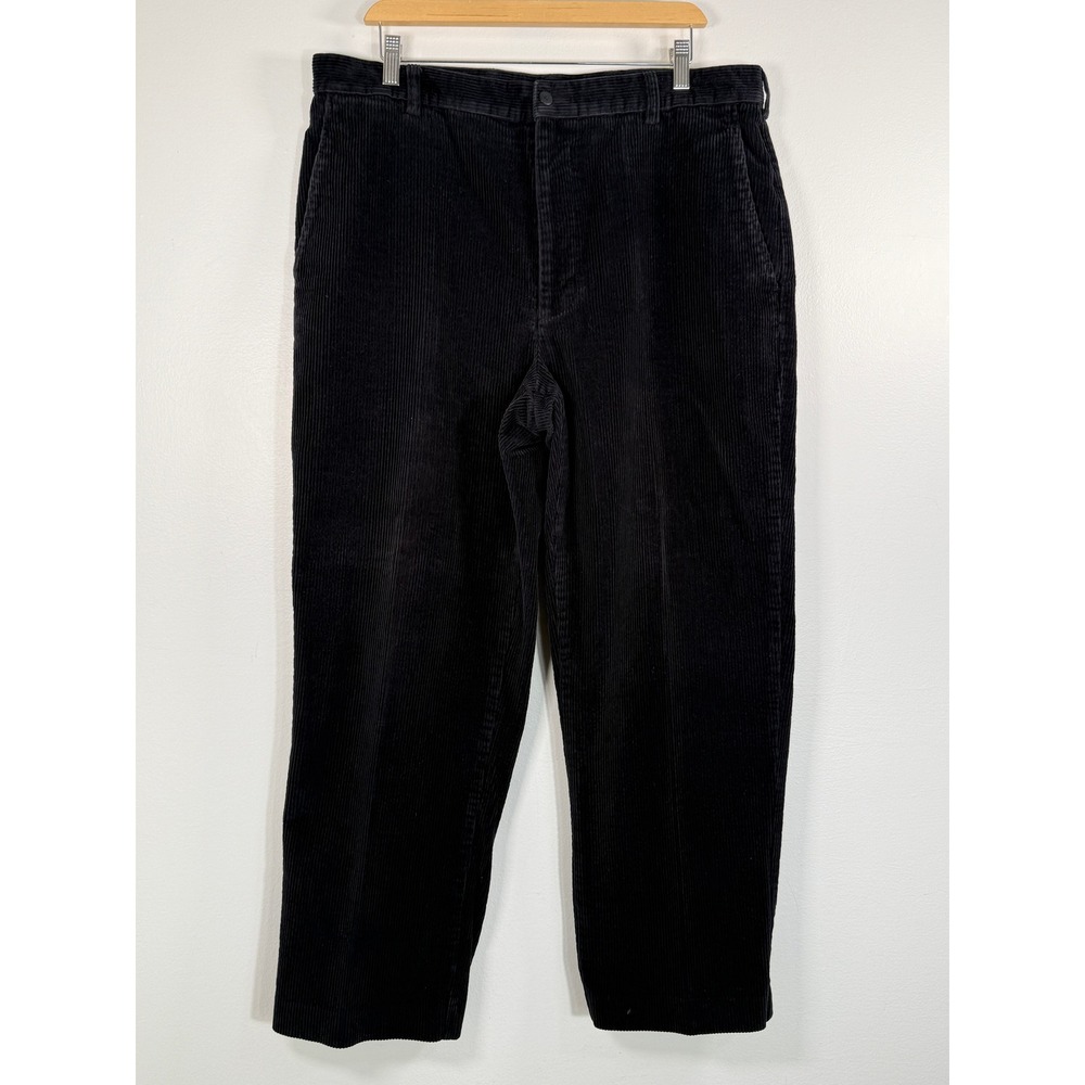 Jos. A. Bank Pants Mens Fits 36x29 Wide Wale Corduroy Black Straight Leg EUC